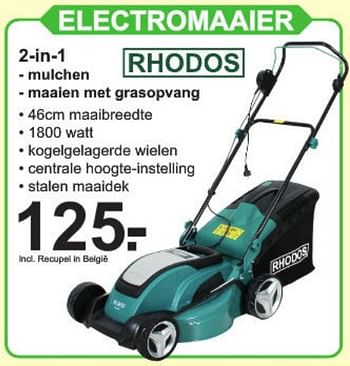 Aanbiedingen Rhodos electromaaier 2-in-1 - Rhodos - Geldig van 23/03/2020 tot 13/04/2020 bij Van Cranenbroek