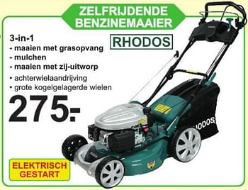Aanbiedingen Rhodos zelfrijdende benzinemaaier 3-in-1 - Rhodos - Geldig van 23/03/2020 tot 13/04/2020 bij Van Cranenbroek