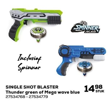 Aanbiedingen Single shot blaster thunder green of mega wave blue - Silverlit - Geldig van 03/04/2020 tot 03/05/2020 bij Supra Bazar