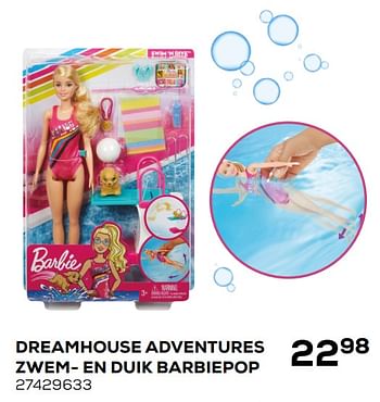 Aanbiedingen Dreamhouse adventures zwem- en duik barbiepop - Mattel - Geldig van 03/04/2020 tot 03/05/2020 bij Supra Bazar