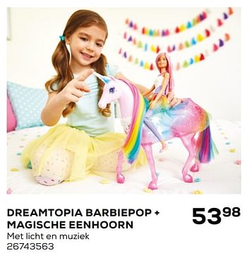 Aanbiedingen Dreamtopia barbiepop + magische eenhoorn - Mattel - Geldig van 03/04/2020 tot 03/05/2020 bij Supra Bazar