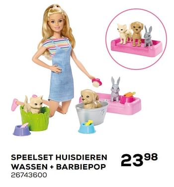 Aanbiedingen Speelset huisdieren wassen + barbiepop - Mattel - Geldig van 03/04/2020 tot 03/05/2020 bij Supra Bazar