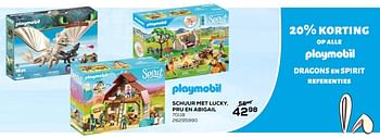 Aanbiedingen Schuur met lucky, pru en abigail - Playmobil - Geldig van 03/04/2020 tot 03/05/2020 bij Supra Bazar