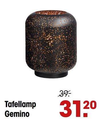 Aanbiedingen Tafellamp gemino - Huismerk - Kwantum - Geldig van 06/04/2020 tot 12/04/2020 bij Kwantum