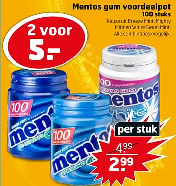 Aanbiedingen Mentos gum voordeelpot - Mentos - Geldig van 14/04/2020 tot 26/04/2020 bij Trekpleister
