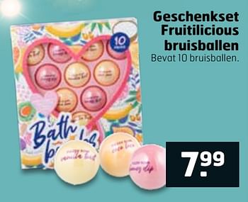 Aanbiedingen Geschenkset fruitilicious bruisballen - Huismerk - Trekpleister - Geldig van 14/04/2020 tot 26/04/2020 bij Trekpleister
