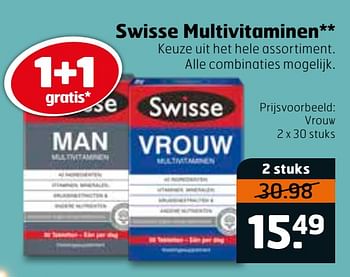 Aanbiedingen Swisse multivitaminen vrouw - Swisse  - Geldig van 14/04/2020 tot 26/04/2020 bij Trekpleister