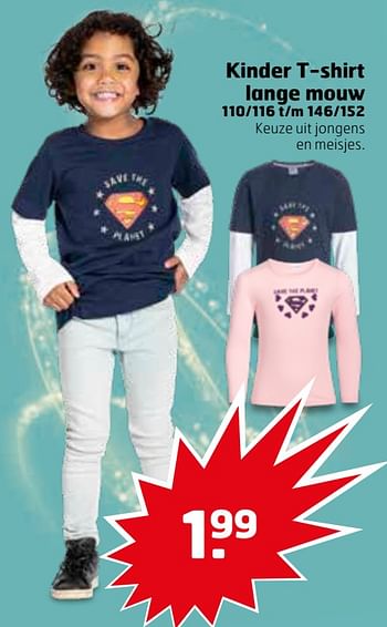 Aanbiedingen Kinder t-shirt lange mouw - Huismerk - Trekpleister - Geldig van 14/04/2020 tot 26/04/2020 bij Trekpleister