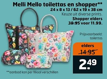 Aanbiedingen Melli mello toilettas en shopper - Melli Mello - Geldig van 14/04/2020 tot 26/04/2020 bij Trekpleister