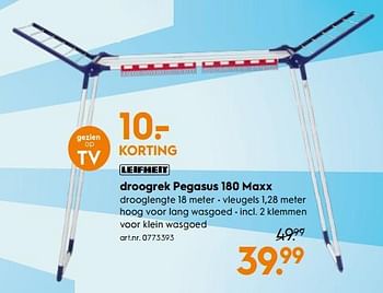 Aanbiedingen Droogrek pegasus 180 maxx - Leifheit - Geldig van 14/04/2020 tot 26/04/2020 bij Blokker
