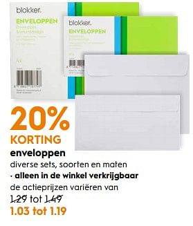 Aanbiedingen Enveloppen - Huismerk - Blokker - Geldig van 14/04/2020 tot 26/04/2020 bij Blokker