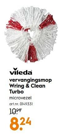 Aanbiedingen Vervangingsmop wring + clean turbo - Vileda - Geldig van 14/04/2020 tot 26/04/2020 bij Blokker