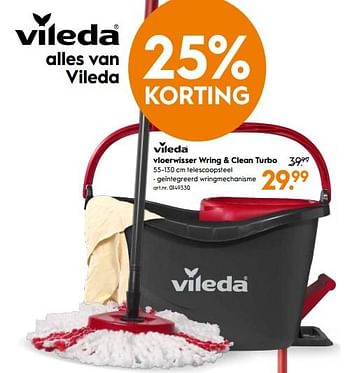 Aanbiedingen Vloerwisser wring + clean turbo - Vileda - Geldig van 14/04/2020 tot 26/04/2020 bij Blokker