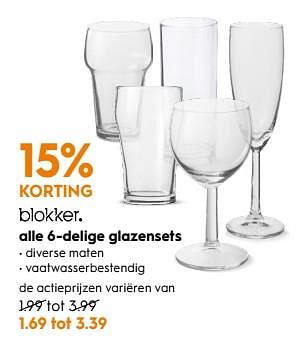 Aanbiedingen Alle 6-delige glazensets - Huismerk - Blokker - Geldig van 14/04/2020 tot 26/04/2020 bij Blokker