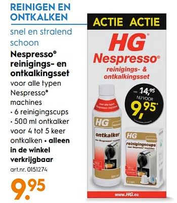 Aanbiedingen Nespresso reinigings- en ontkalkingsset - HG - Geldig van 14/04/2020 tot 26/04/2020 bij Blokker