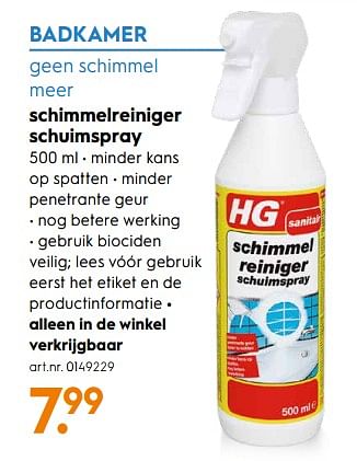 Aanbiedingen Schimmelreiniger schuimspray - HG - Geldig van 14/04/2020 tot 26/04/2020 bij Blokker