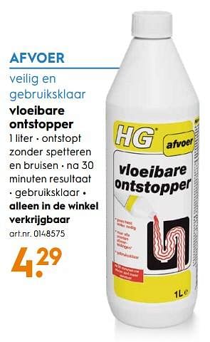 Aanbiedingen Vloeibare ontstopper - HG - Geldig van 14/04/2020 tot 26/04/2020 bij Blokker