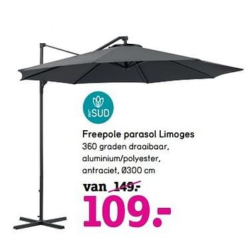 Aanbiedingen Freepole parasol limoges - Le Sud - Geldig van 06/04/2020 tot 26/04/2020 bij Leen Bakker