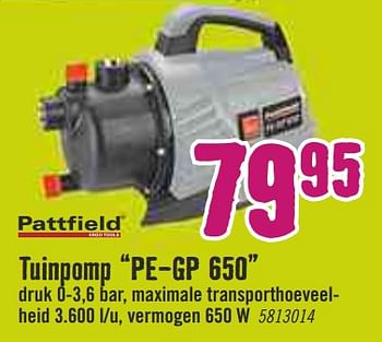 Aanbiedingen Pattfield tuinpomp pe-gp 650 - Pattfield - Geldig van 30/03/2020 tot 26/04/2020 bij Hornbach