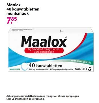 Aanbiedingen Maalox 40 kauwtabletten muntsmaak - Maalox - Geldig van 13/04/2020 tot 26/04/2020 bij da
