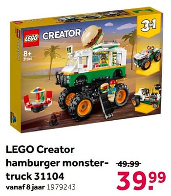 Aanbiedingen Lego creator hamburger monstertruck 31104 - Lego - Geldig van 18/04/2020 tot 03/05/2020 bij Intertoys