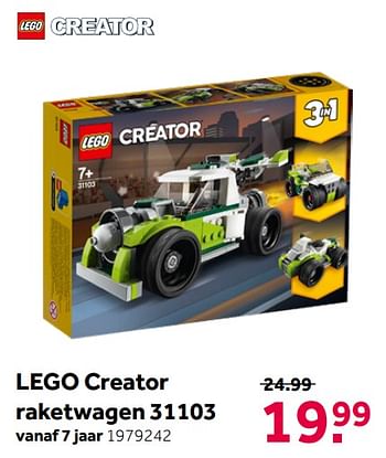 Aanbiedingen Lego creator raketwagen 31103 - Lego - Geldig van 18/04/2020 tot 03/05/2020 bij Intertoys