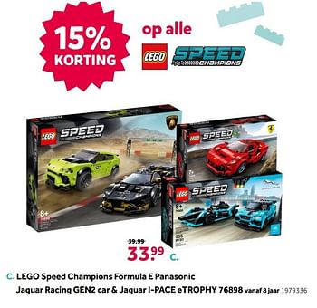 Aanbiedingen Lego speed champions formula e panasonic jaguar racing gen2 car + jaguar i-pace etrophy 76898 - Lego - Geldig van 18/04/2020 tot 03/05/2020 bij Intertoys