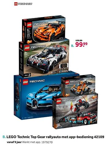 Aanbiedingen Lego technic top gear rallyauto met app-bediening 42109 - Lego - Geldig van 18/04/2020 tot 03/05/2020 bij Intertoys
