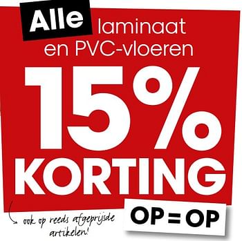 Aanbiedingen Alle laminaat en pvc-vloeren 15% korting - Huismerk - Kwantum - Geldig van 27/04/2020 tot 10/05/2020 bij Kwantum