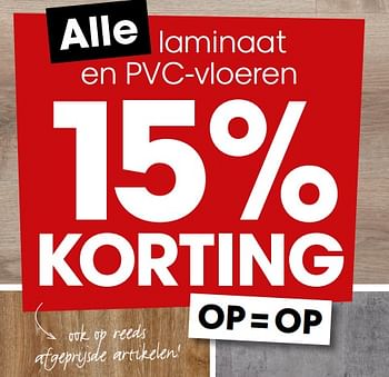 Aanbiedingen Alle laminaat en pvc-vloeren 15% korting - Huismerk - Kwantum - Geldig van 27/04/2020 tot 10/05/2020 bij Kwantum