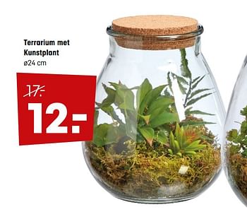 Aanbiedingen Terrarium met kunstplant - Huismerk - Kwantum - Geldig van 27/04/2020 tot 10/05/2020 bij Kwantum