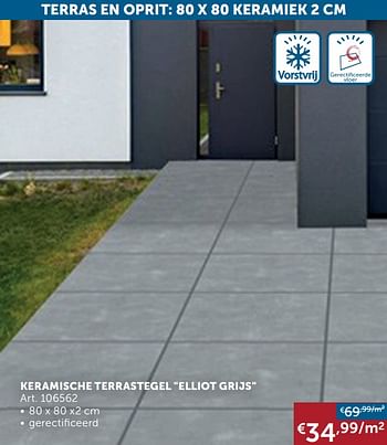 Aanbiedingen Keramische terrastegel elliot grijs - Geldig van 04/05/2020 tot 25/05/2020 bij Zelfbouwmarkt