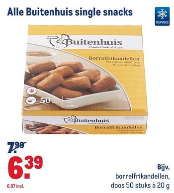 Aanbiedingen Alle buitenhuis single snacks borrelfrikandellen - Huismerk - Makro - Geldig van 22/04/2020 tot 19/05/2020 bij Makro