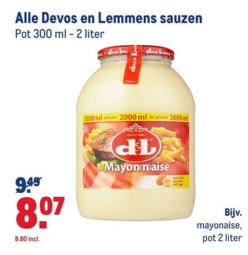 Aanbiedingen Alle devos en lemmens sauzen mayonaise - Devos Lemmens - Geldig van 22/04/2020 tot 19/05/2020 bij Makro