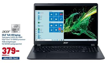 Aanbiedingen Acer 15,6 full-hd laptop - Acer - Geldig van 22/04/2020 tot 05/05/2020 bij Makro