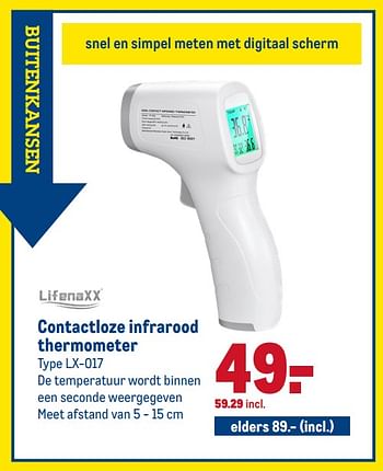 Aanbiedingen Contactloze infrarood thermometer type lx-017 - LifenaXX - Geldig van 22/04/2020 tot 05/05/2020 bij Makro