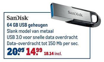 Aanbiedingen Sandisk 64 gb usb geheugen - Sandisk - Geldig van 22/04/2020 tot 05/05/2020 bij Makro