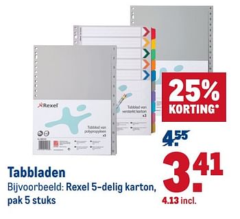 Aanbiedingen Tabbladen rexel 5-delig karton - Rexel - Geldig van 22/04/2020 tot 05/05/2020 bij Makro