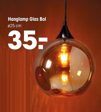 Aanbiedingen Hanglamp glas bol - Huismerk - Kwantum - Geldig van 11/05/2020 tot 24/05/2020 bij Kwantum