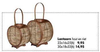 Aanbiedingen Lantaarn hout en riet - Huismerk - Multi Bazar - Geldig van 11/05/2020 tot 01/06/2020 bij Multi Bazar