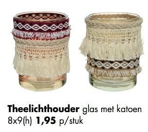 Aanbiedingen Theelichthouder glas met katoen - Huismerk - Multi Bazar - Geldig van 11/05/2020 tot 01/06/2020 bij Multi Bazar