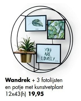 Aanbiedingen Wandrek + 3 fotolijsten en potje met kunstvetplant - Huismerk - Multi Bazar - Geldig van 11/05/2020 tot 01/06/2020 bij Multi Bazar