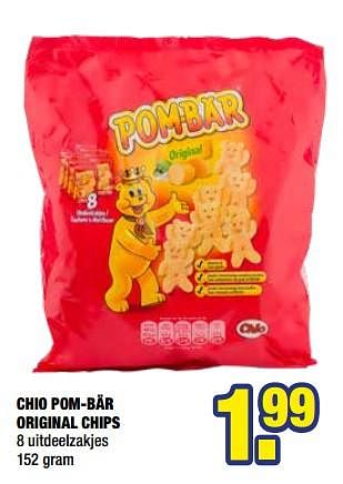Aanbiedingen Chio pom-bär original chips 8 uitdeelzakjes - Chio - Geldig van 04/05/2020 tot 17/05/2020 bij Big Bazar