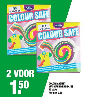 Aanbiedingen Color magnet wasmachinedoekjes - PluShine - Geldig van 04/05/2020 tot 17/05/2020 bij Big Bazar