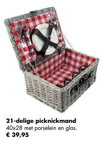 Aanbiedingen 21-delige picknickmand - Huismerk - Multi Bazar - Geldig van 04/05/2020 tot 24/05/2020 bij Multi Bazar