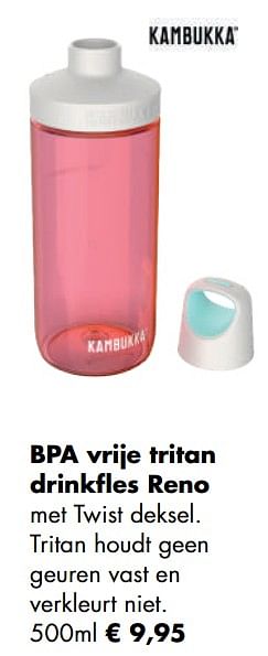 Aanbiedingen Bpa vrije tritan drinkfles reno - Kambukka - Geldig van 04/05/2020 tot 24/05/2020 bij Multi Bazar