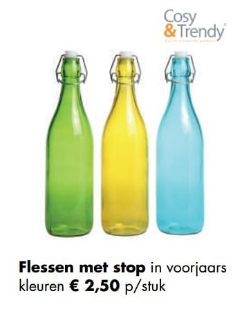 Aanbiedingen Flessen met stop in voorjaars kleuren - Cosy &amp; Trendy - Geldig van 04/05/2020 tot 24/05/2020 bij Multi Bazar