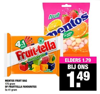 Aanbiedingen Mentos fruit bag of fruittella favourites - Fruittella - Geldig van 18/05/2020 tot 31/05/2020 bij Big Bazar