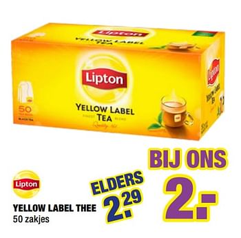 Aanbiedingen Yellow label thee - Lipton - Geldig van 18/05/2020 tot 31/05/2020 bij Big Bazar