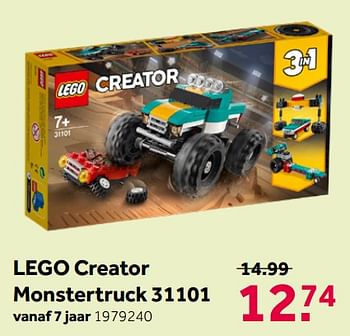 Aanbiedingen Lego creator monstertruck 31101 - Lego - Geldig van 16/05/2020 tot 31/05/2020 bij Intertoys
